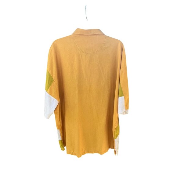 NYC74 Mens 2XL Patchwork Shirt & Pants Set Yellow Olive White Cotton Linen READ - Picture 6 of 9